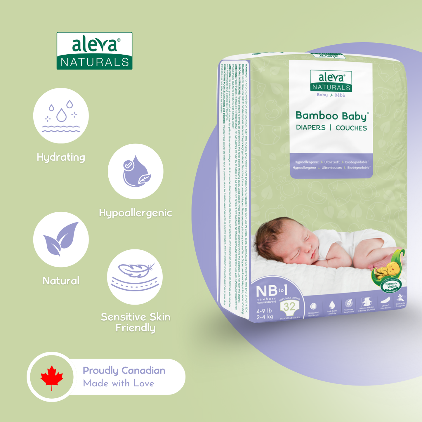 Bamboo Baby Diapers - Size NB-1