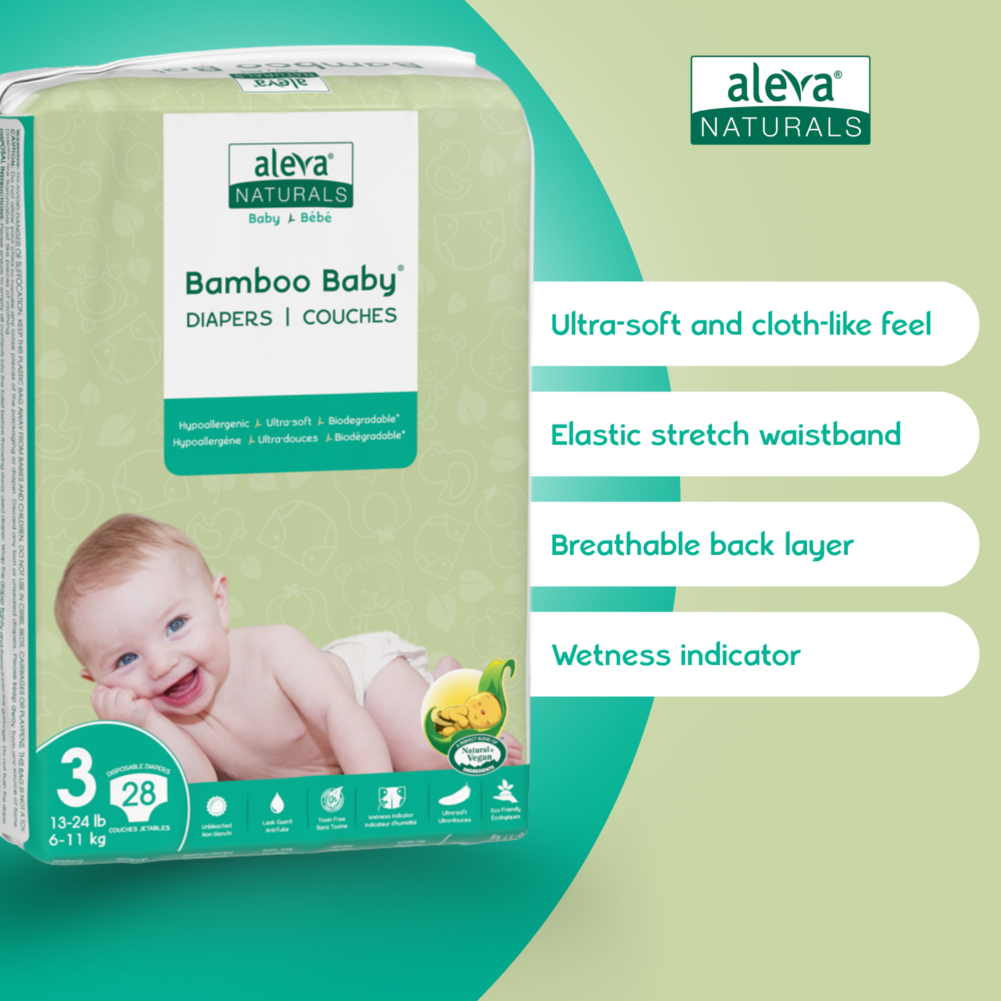 Bamboo Baby Diapers - Size 3