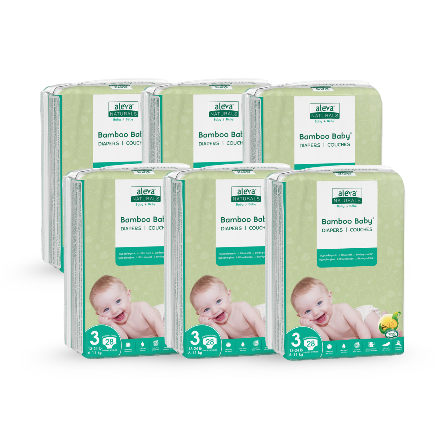 Bamboo Baby Diapers - Size 3