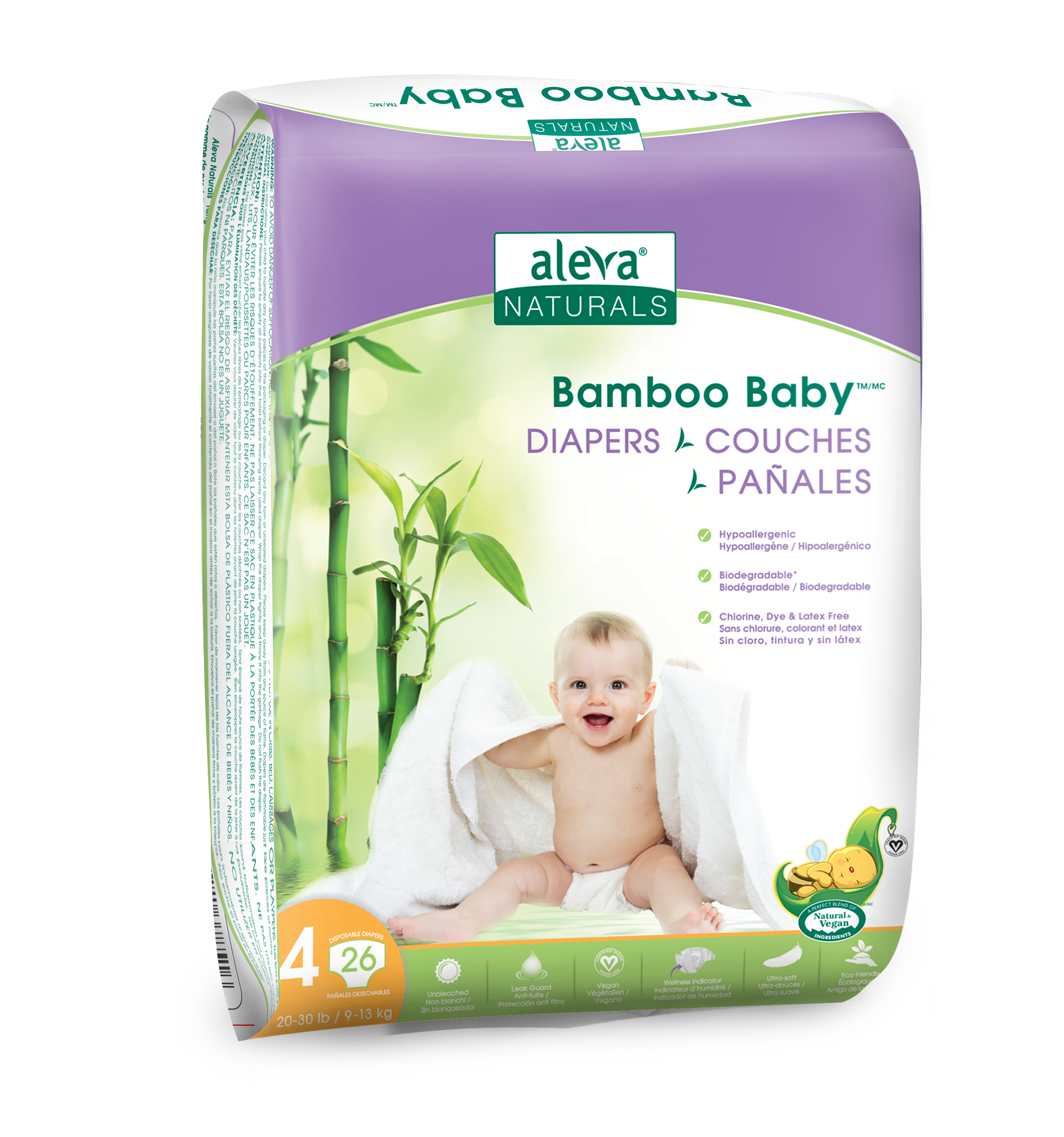 Bamboo Baby Diapers Size 4 – Front (Vertical)